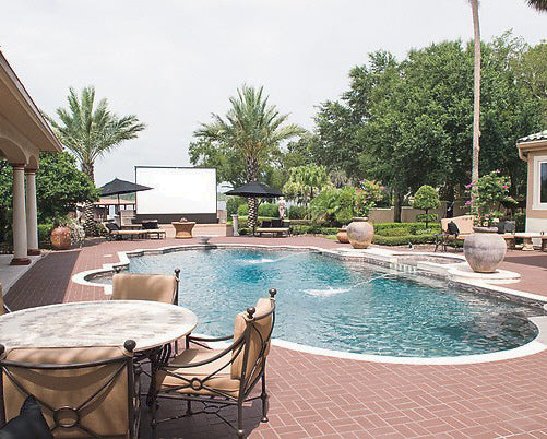 Outdoor poolside home theater, Florida