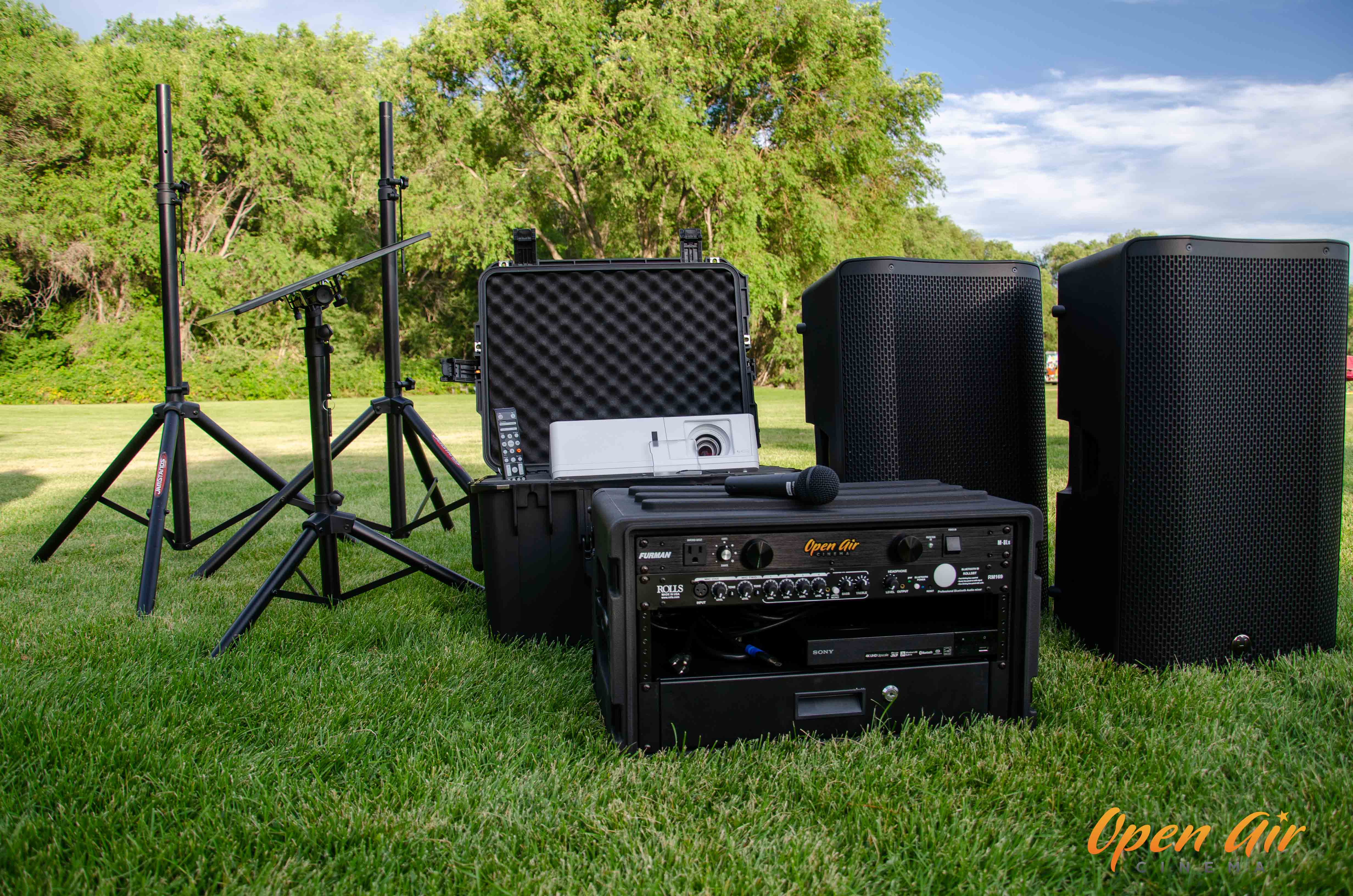 Open Air Cinema Pro complete system before installation