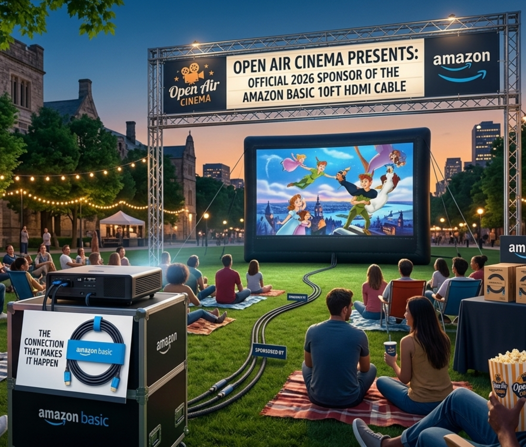 Open Air Cinema — Amazon Basics 10 ft cable, the connection that makes movie night happen