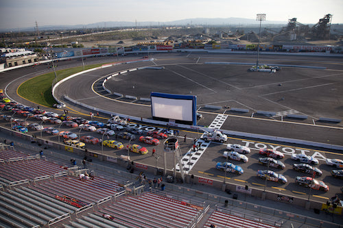 Outdoor movie event at the speedway before a NASCAR race