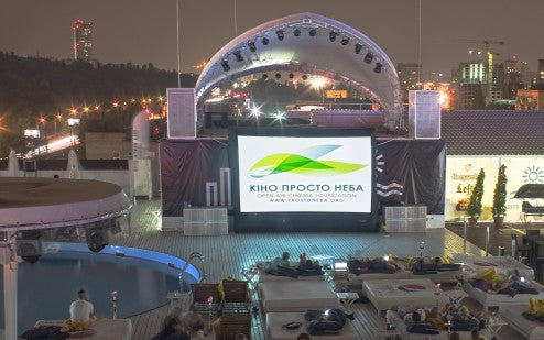 Open Air Cinema screen at the City Beach Club in Kyiv