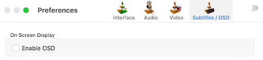 Disabling the OSD in VLC on Mac