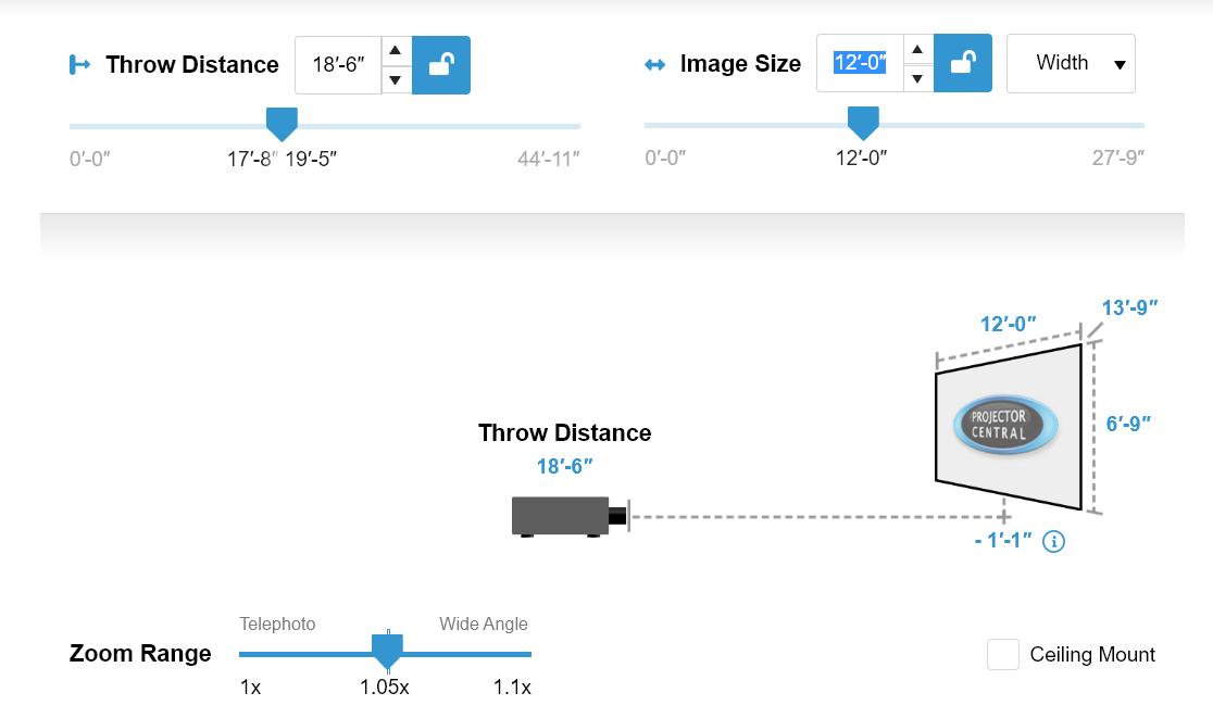 Projection Calculator by Projector Central