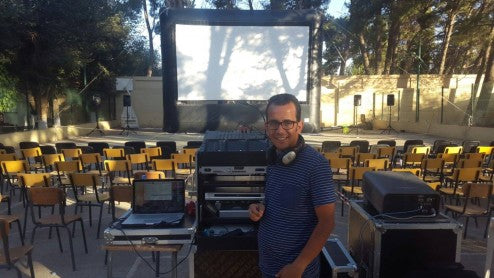Said Baadj gets his Open Air Cinema system ready for a screening in Djelfa, a pleasant city in north-central Algeria, home to 300,000+ people. Djelfa is located between the dry, steppe-like High Plateaus and the Sahara.
