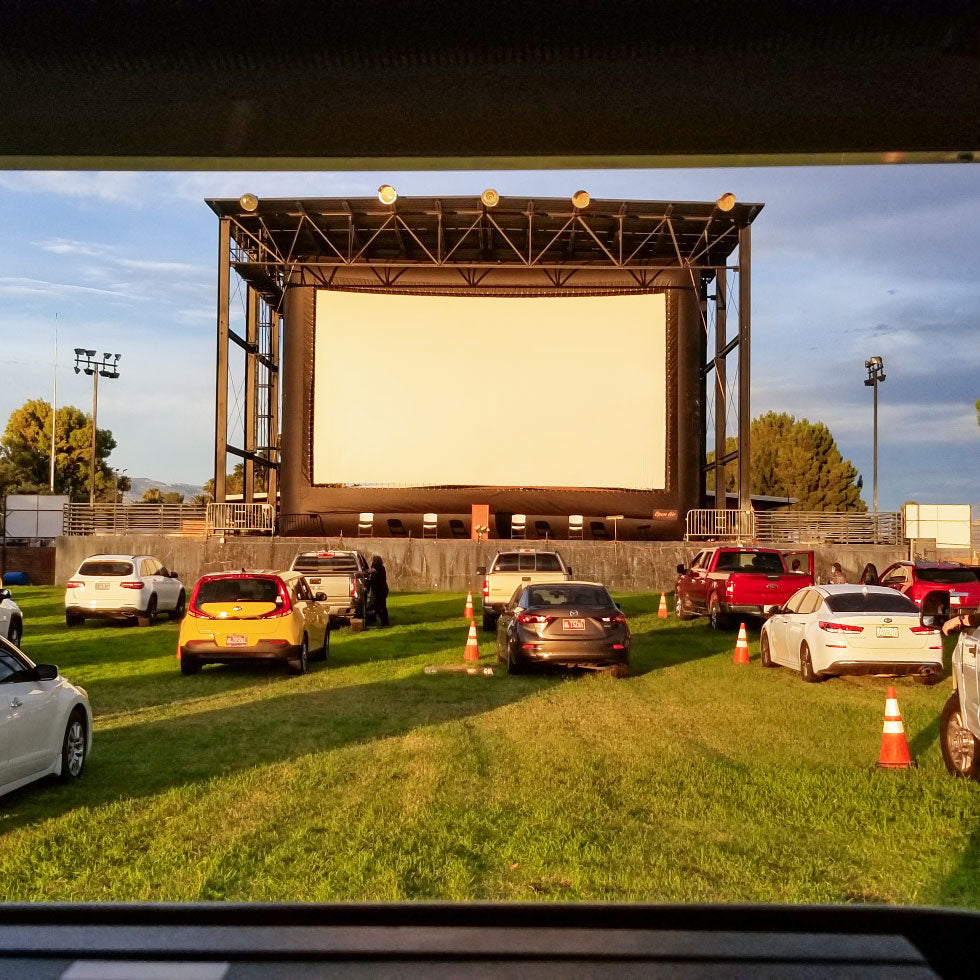 Open Air Cinema Elite 40' screen at a drive-in movie event