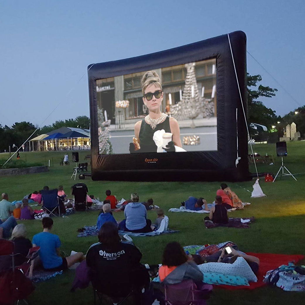 Open Air Cinema Elite 25' screen set up for rear projection