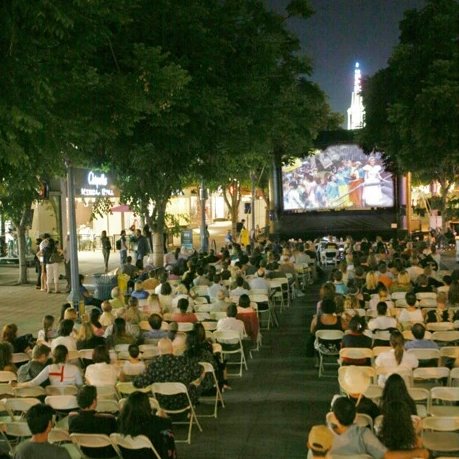Open Air Cinema Elite 25' screen with chair seating setup