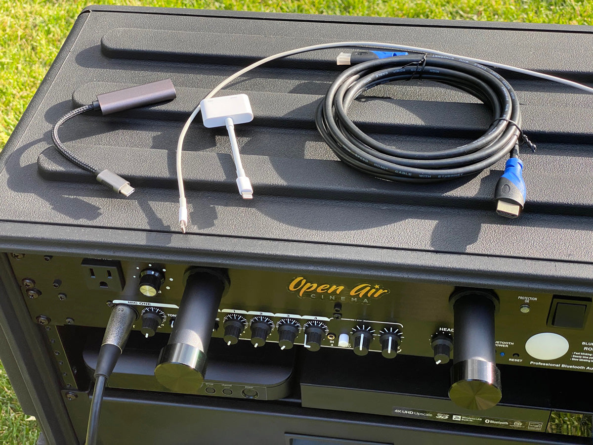 A/V adapters included with the CineBox Pro 20' system