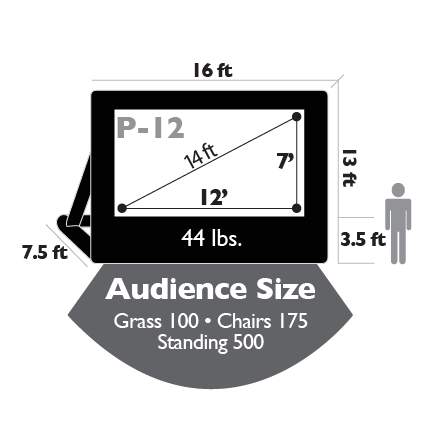 Open Air Cinema Pro 12' inflatable movie screen, side view